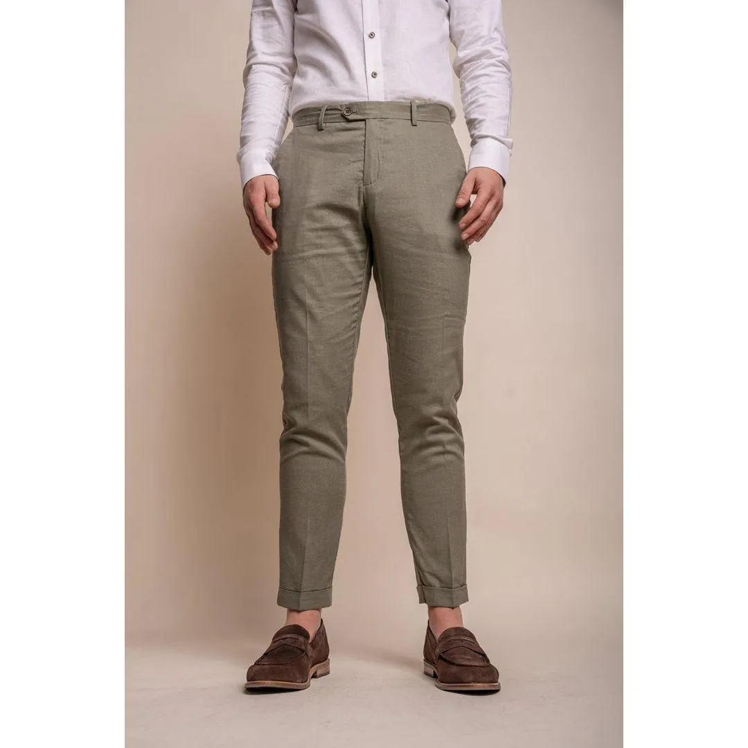 Mens Sage Green Linen 2 Piece Summer Suit